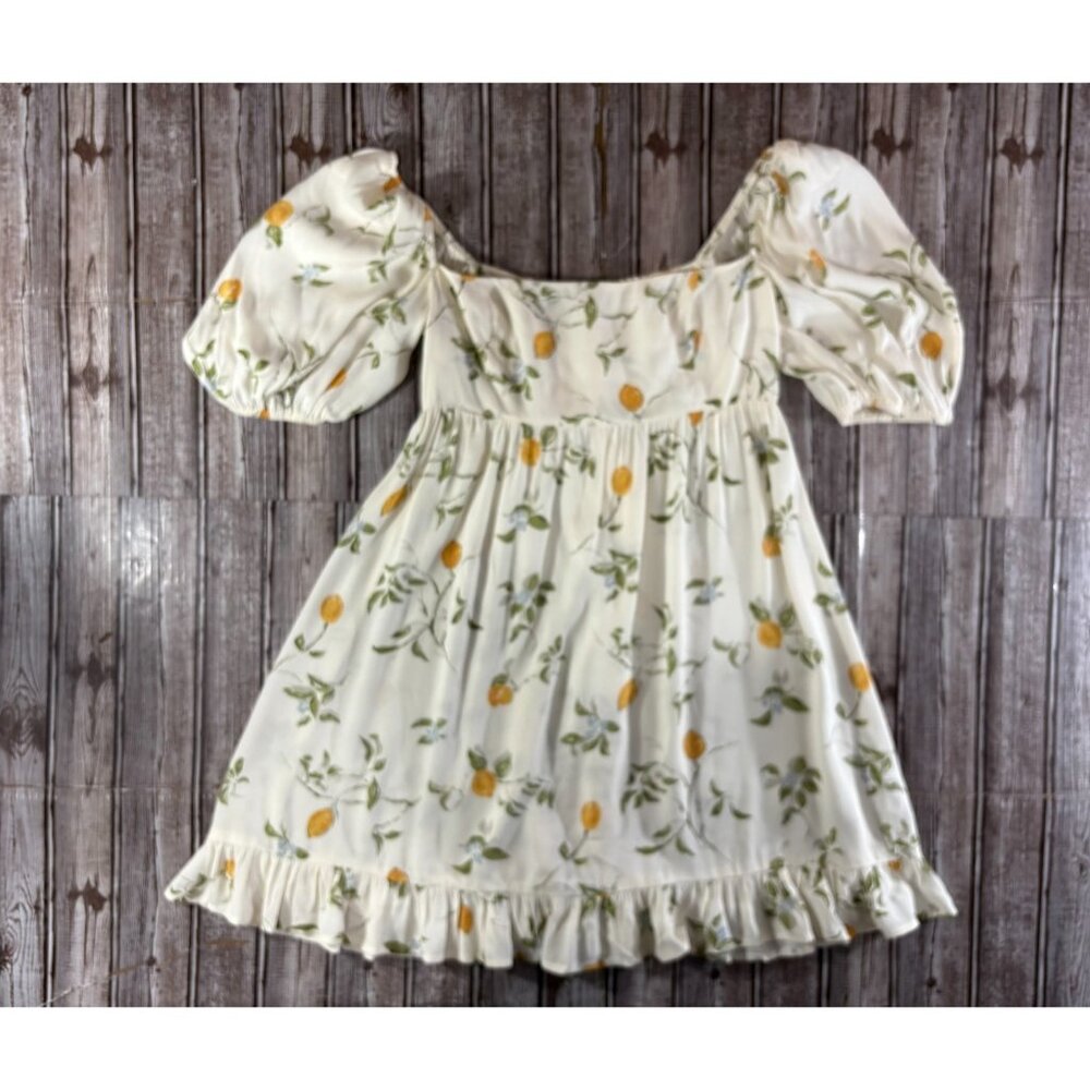 Reformation Bristol Citron Lemon Floral Dress size S color Ivory multi